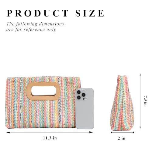 Image of Fecialy Straw Clutch Top Handle Clutch Handbags for Women Raffia Evening Bag Woven Beach Summer Bag Crossbody Purse