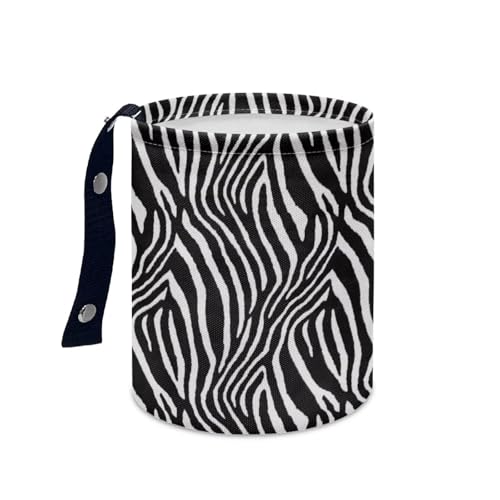 Image of Portable Zebra Stripe Dustbin Bin Waste Basket Car Accessories Interior Easy to Clean Collapsible Car Trash Can Collapsible Small Trash Can