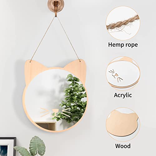 Icagy Hanging Lightweight Mirror For Wall, Acrylic Nonglass Small Decorative Wall Mirror For Hallway Bedroom Kids Safety 11.8X10.6 Inch Cat #TOP4
