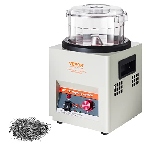 VEVOR Pulidora Magnética para Joyas Kt-185, Pulidora Giratoria para Joyería 180 mm, Pulidora Profesional de Tambor Giratorio Rotación Bidireccional 2000 RPM Pulidor de Joyas con Vaso Magnético