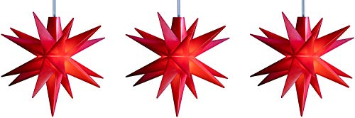 3D LED Stern Ø 8 cm Weihnachtsstern Batterie Ministern Innen mit Timer Kunststoff Stern klein Leuchtstern Deko für innen Indoor von Dekowelt (3er Kette Rot)