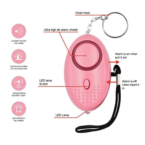 Image of ZIBUYU Safety Alarm Keychain, 1 Pack, 130dB Siren, LED Light