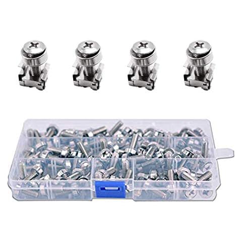 Wang-Data 50 Sets M6 Square Hole Hardware Cage Nuts & Mounting Screws Washers for Server Rack and Cabinet (M6 X 20mm)(Screw+Washer+cage nut) Cover