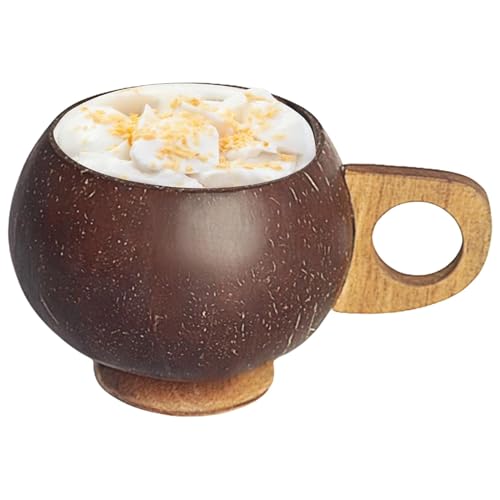 Nuyhadds Vasos de coco para bebidas, cáscaras de coco, vasos naturales hechos a mano multiusos | Vasos de agua marrón rústicos, cuencos resistentes al desgaste para ensaladas, postres, batidos