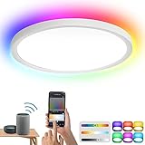 sonnewelt lampada da soffitto rgb alexa smart led, dimmerabile, 24 w, con controllo app, cambia colore, bluetooth per camera da letto, soggiorno, bagno, cucina, cameretta dei bambini, lampada dimmer