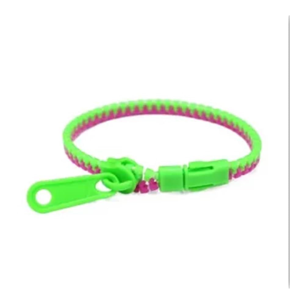 Lot de 100 bracelets d'amitié pour enfants avec fermeture éclair de 19,1 cm, jouets sensoriels aux couleurs fluo, cadeaux de fête d'anniversaire pour enfants (vert herbe, rose rouge)
