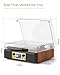 Bluetooth Record Player with Built-in Speakers, USB to PC Recording, 3-Speed Belt-Drive Vintage Turntable with AUX/RCA Output, Brown Wood Grain Retro Vinyl Player for Home Entertainment Gift