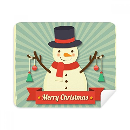 Merry mas Snowman Cartoon Illustration Cleaning Cloth Screen Cleaner 2pcs Suede Fabric