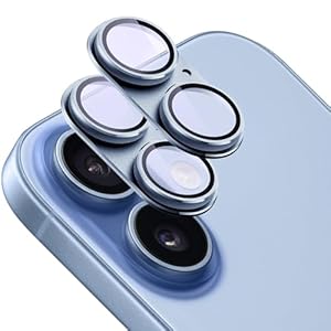 2 Pack Camera Lens Protector for iPhone 17,[Not Easy to Breakn ] AR Tempered Glass Strong Adsorption Metal Camera Cover Screen-Light Blue
