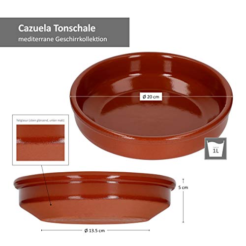 MamboCat Cazuela Schale Bruno Tonware I 6er Set I Ø 20 cm I Größe L I Mediterran I Glasiert I Unikat Handarbeit I Antike/Vintage I Mittelalter I Wikinger