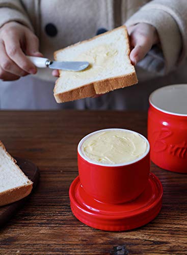 image for Porcelain Butter Crock Keeper, French Butter Dish with Lid, Butter Cro