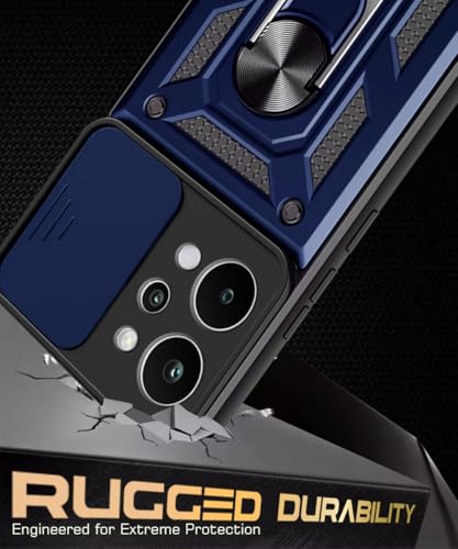 Image of WOW IMAGINE Tough Armor Bumper Mobile Back Case for Realme P4 Power 5G | Narzo Power 5G | Sliding Camera Cover | Shock Proof 360 Protection | Hybrid PC + TPU | Ring Holder with Kickstand - Blue