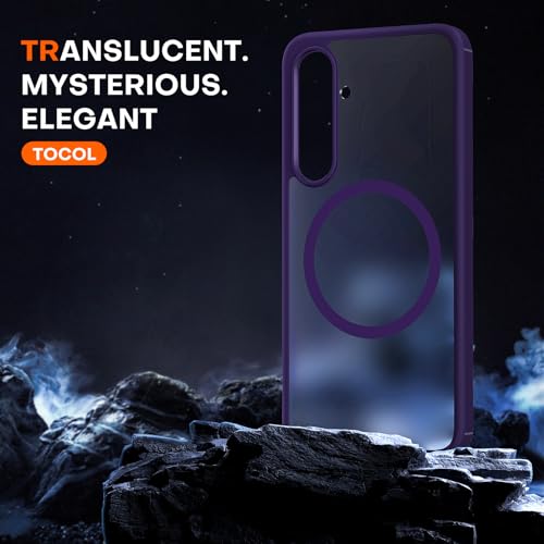 Image of TOCOL Magnetic for Samsung Galaxy S24 FE Case, [15FT Military Grade Protection] [Compatible for Mag-Safe] Translucent Matte Hard Back for Galaxy S24 FE 6.7 Inch, Midnight Purple