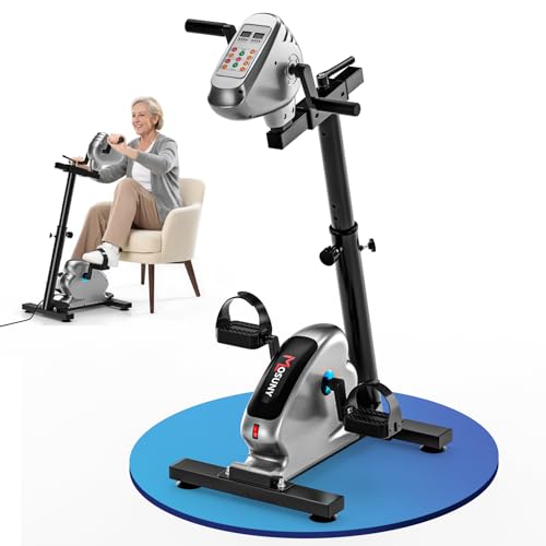 Pedaltrainer, MOSUNY Neu Heimtrainer Senioren mit Doppelmotoren Verstellbarer Widerstand & Geschwindigkeit, LCD-Monitor, Höhenverstellbar, Bein- & Knöchel-Stützhalterung, Arm und Beintrainer Senioren