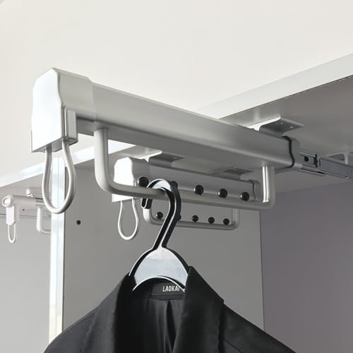 Tringle extensible push-pull pour optimiser un placard profond et suspendre les jeans - 5
