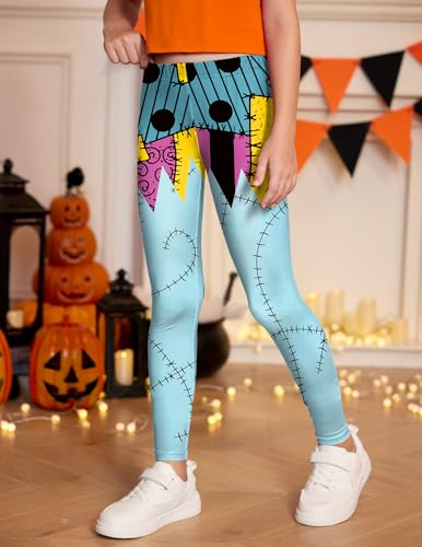 Girls Halloween Funny Print Stretchy Leggings Full Ankle Length Tight Pants 5-14 Years2