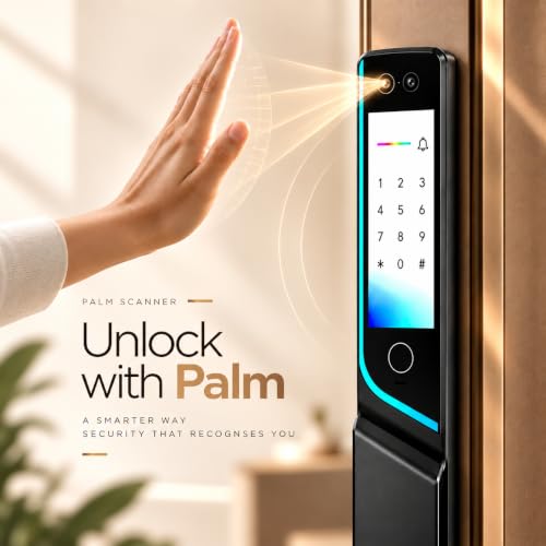 Image of Elara Wave X Pro Smart Door Lock with Dual Display Screens | Face Unlock & Palm Recognition | Advanced 9-in-1 Unlocking Methods | Fingerprint, PIN, RFID Card, Mobile App | 2-Year Warranty