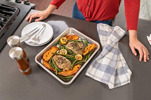 Baking Cookie Sheets Pan,Jelly-Roll Pans Roasting Pan,Stainless Steel Baking Pans Tray Cookie Sheet,Nonstick Toaster Oven Baking Sheet Pans, Easy Clean & Dishwasher Safe (12'' x 9.64'')