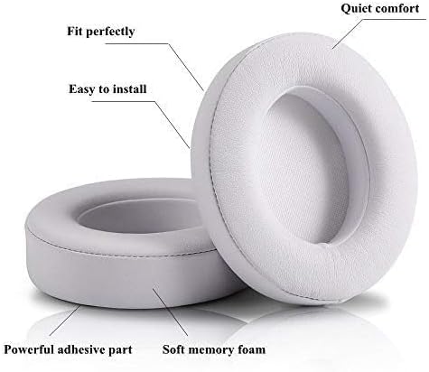 Replacement Ear Pads Cushions, Earpads Cover Compatible with Beats Studio 2 and Studio 3 Over Ear Headphones 1 Pair (White) - Thumbnail 3