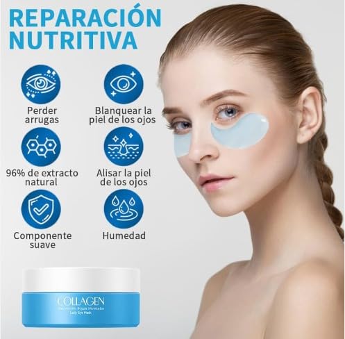 60 Piezas Parches Ojos de Colágeno,Parches Ojos Bolsas y Ojeras,Para Las Arrugas,Las Ojeras,Hidratante de Larga Duración,Contra Las Ojeras - imagen 4