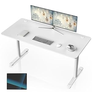 EUREKA ERGONOMIC White Gaming Desk, 60 Inch Large Home Office Computer Desk with Free Mouse Pad, I Shaped PC Gamer Students Teens Study Writing Table Laptop Sturdy Modern Workstation, Easy To Assemble