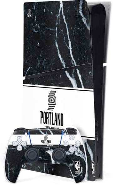 Skinit Decal Gaming Skin Compatible with PS5 Slim Digital Edition Bundle - Officially Licensed NBA Portland Trail Blazers Standard - Black Design