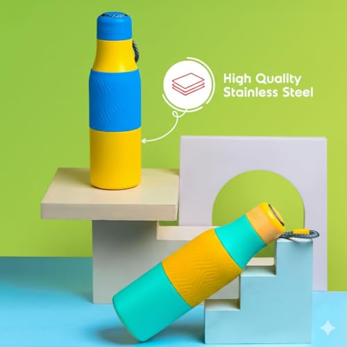 Image of Rabitat ZAPPY Insulated Water Bottle for School Kids | Steel Water Bottle for Kids | Kids Water Bottle | 1+1 Year Brand Warranty | Hot & Cold Upto 18 Hours | Office, Gym, Outdoor 700ml Blue