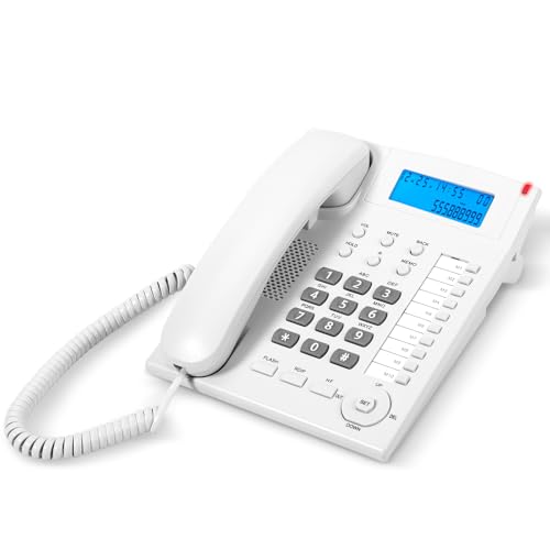 Corded Landline Phone with Caller ID, Speakerphone, Mute, 10 One-Touch Speed Dial Buttons, Desk