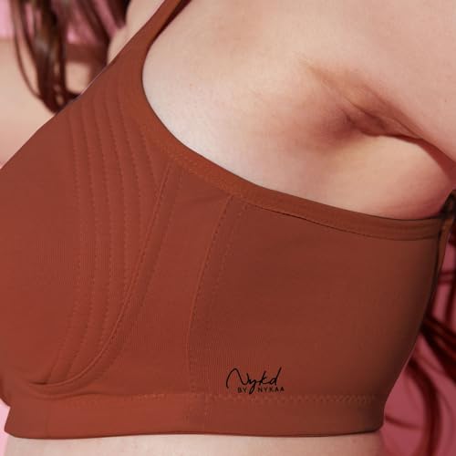 Image of NYKD (NYB169 Cotton Anti Microbial Non Padded & Non Wired Side Support Shaper Bra for Women | Full Coverage Bra with Detailed Contoured Lift & Shape with Wide Straps (Pack of 2)