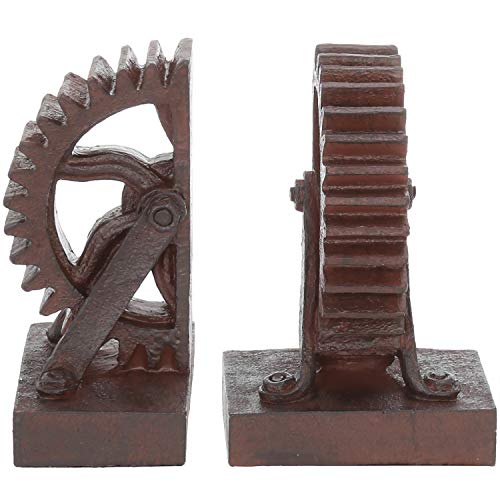 Mygift Decorative Bookends Realistic Industrial Gear Shaped Bronze-Tone Bookends, 1 Pair #TOP3