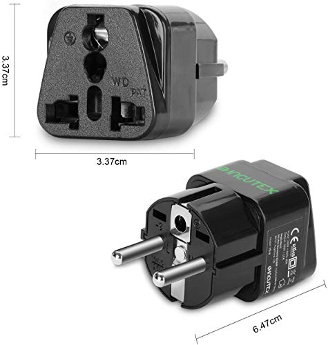 Incutex 1x Adaptateur Voyage Universel, Adaptateur Prise Universel, Adaptateur Universel Europe France, Noir