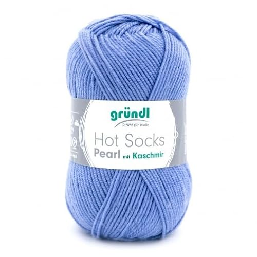 Gründl Lana Hot Socks Pearl Uni 4 Fili Gomitolo 50g/200m - 75% Lana Vergine, 20% Poliammide, 5% Cashmere - Ferri 2,5-3 - Fiordaliso