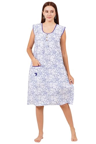 Image of Breezly Woman's Long Short Calf Length Pure Cotton Nighty