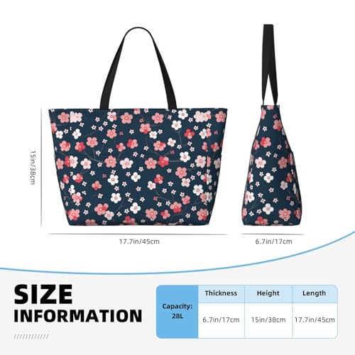 Large Beach Bags Water-resistant Sandproof - peach blossom1 Cute Beach Tote Bags for Women with Zipper2