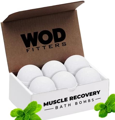 Bath Bombs with Epsom Salt, Peppermint and Baking Soda - Scientifically Formulated for Muscle Recovery - All Natural Fast Relief from Muscle Soreness After Workouts - Handmade in USA - 6 Pack/Set