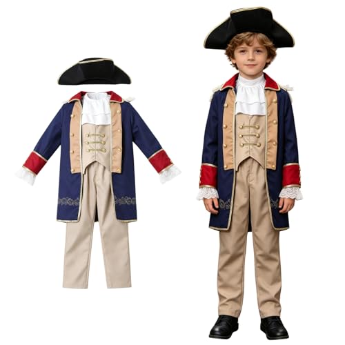 Disfraz George Washington para niños 5-6 años azul miniatura 1