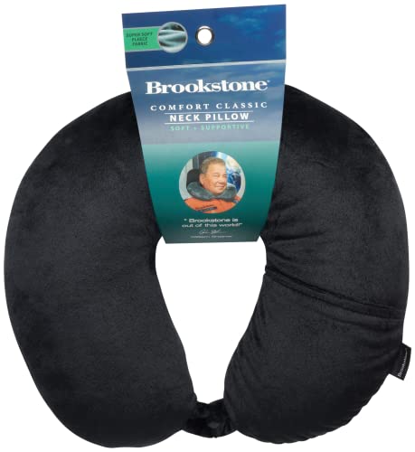 Brookstone Travel Pillow - 100% Microbead Comfort Classic Lightweight Ergonomic Plush Airplane Head And Neck Pillow With Phone Pocket, Size Onesize, Black #TOP4