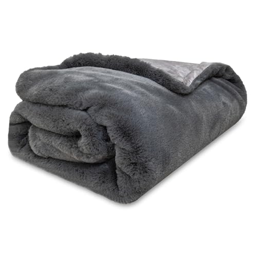 jianyana Fleece Blanket, Fluffy Throw Blanket Plush Blanket Velvet Warm Lightweight Breathable Durable Super Comfort Reversible Bed Throws Machine Wash Grey Brown Off-white fit Kids Adults