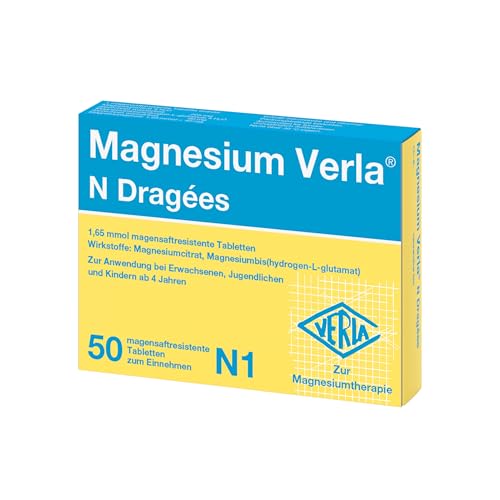 Magnesium Verla N Dragées – Der Klassiker bei Magnesiummangel, organische Magnesiumverbindungen für eine gute Bioverfügbarkeit, magensaftresistent & individuell dosierbar, 50 St Magnesium Verla N Dragées – Der Klassiker bei Magnesiummangel, organische Magnesiumverbindungen für eine gute Bioverfügbarkeit, magensaftresistent & individuell dosierbar, 50 St
