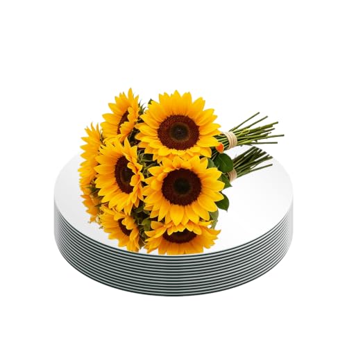Image of 10 Pack Round Mirror Centerpieces for Tables Decorations, 12inch Acrylic Circle Mirror Centerpieces Mirror Trays Candle Plates for Centerpiece Wedding Party Table Decorations Wall Decor