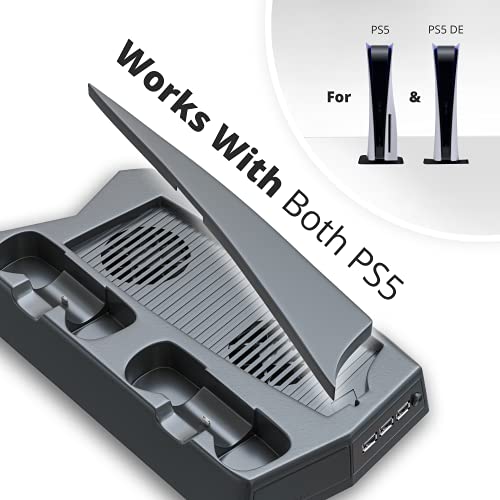 Skywin Ps5 Stand - Compatible Playstation 5 Console Cooling Stand, Ps5 Controller Charger, And 14 Disc Game Rack - Keep All Your Playstation 5 Accessories Organized In One Place #TOP9
