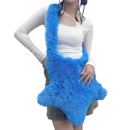 Women Fluffy Star Shaped Handbag Faux Fur Shoulder Bag Plush Crossbody Bag for Amusement Park Shopping Daily Life3