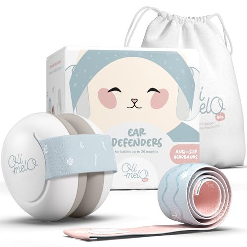Oli-Melo Baby Ear Defenders : Noise Cancelling Protection up to 34 dB UKCA certified - Adjustable non-slip headbands - Baby Headphones for Infant, Newborn & Toddlers up to 36 months