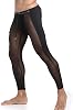 Men Yoga Leggings Pants Mesh See Through Compression Tight Slim Fit Active Workout Trousers