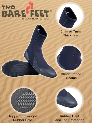 Two Bare Feet 5mm & 7mm Surf Boots – Insulated Neoprene Water Boots for Surfing, Diving & Watersports, Durable Design with Secure Fit for Cold Water Protection (8, 7mm) - Image 6