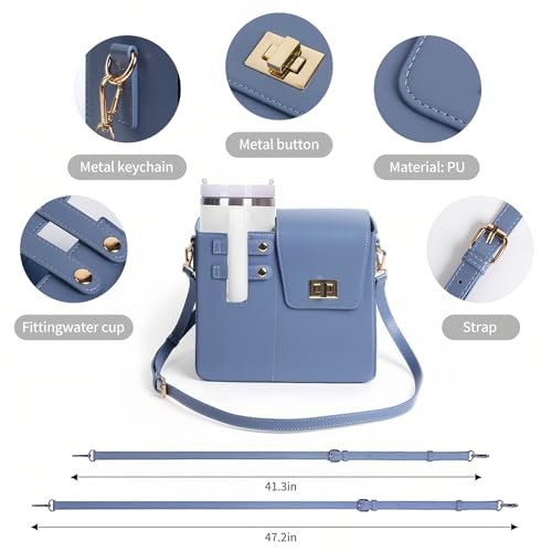 Stanley Purse Cup Holder Bag Portable Water Cup Storage Bag Crossbody Bags for Stanley Bottle Tumbler Purse Outdoor 40 oz,Blue3