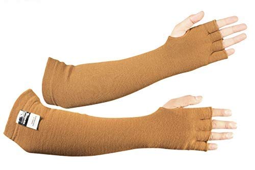 BSV Kevlar Protective Sleeves- Heat, Scratch, Cut & Knife Resistant Arm Sleeve with Finger Opening - Arms Safety Sleeves- Long Arm Guard Protector for Work- Bite Proof- 18 Inches, Desert Tan, 1 Pair