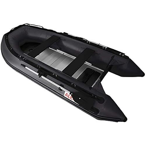ALEKO Inflatable Boat | Yacht Dinghy Tender Raft | Multi Person Fishing Boat | Aluminum Floor Oars | Fishing Rod Holders | Heavy-Duty PVC | 2024 Model |