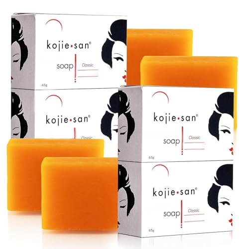Kojie San Skin Brightening Soap - Bundle Pack - Original Kojic Acid, Dark Spot Remover Bar Soap with Coconut & Tea Tree Oil, 65g x 4 Bars