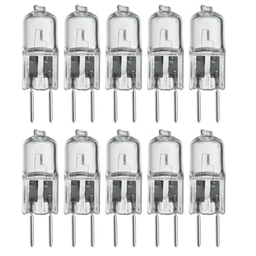JZLBBC 10PCS GY6.35 Halogen Light Bulbs 12 Volt 20 Watt G6.35 35W 50W 75W 100W Gy6.35 Halogen Lamp Beads 2 Pin JCD Type Bulb Warm White Dimmable 10W